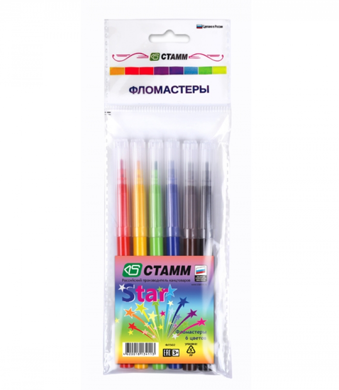 Фломастеры 6цв. Стамм Star