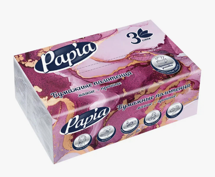 Полотенце бумажное Papia 3-сл. 100шт. V-сложение (15)