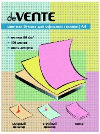 Бумага А4 цветная deVente 50л. 5цв. пастель