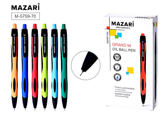 Ручка шар. авт. масл. СИНЯЯ Mazari GRAND M Smart Ink 0.7мм (уп.12)