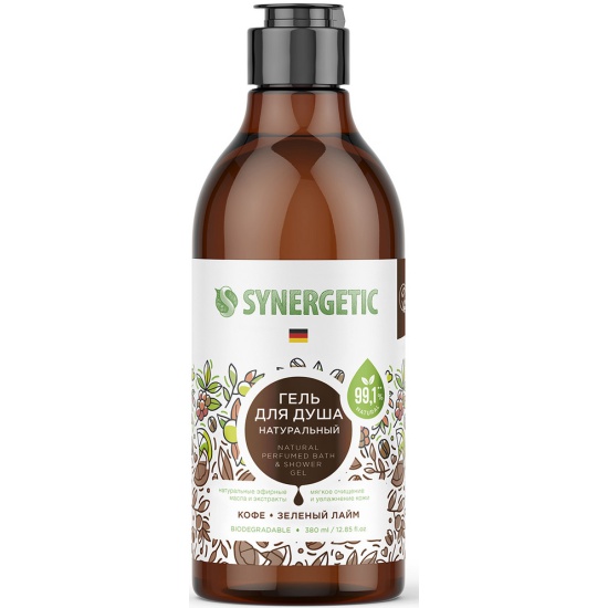 Гель для душа SYNERGETIC 380мл. Кофе и зеленый лайм