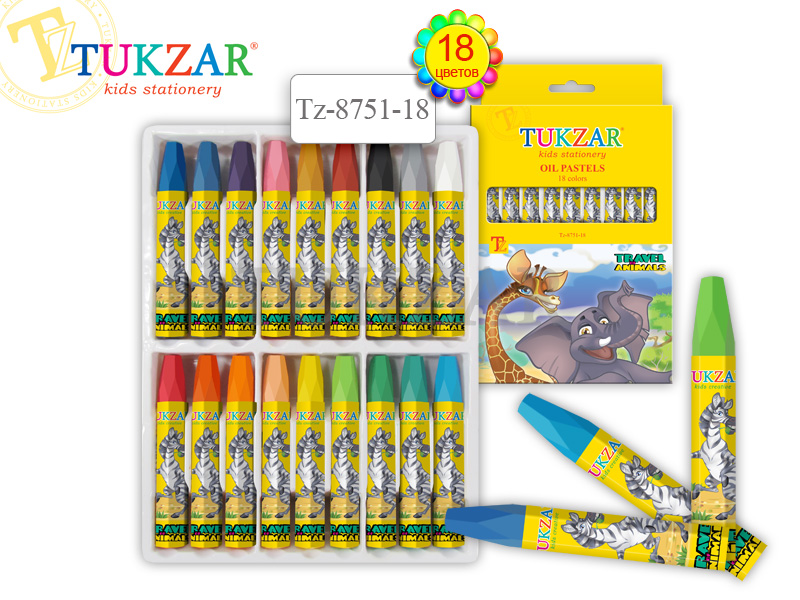 Набор масл.мелков 18цв.Tukzar 8,5 г,длина 73мм,заточ.