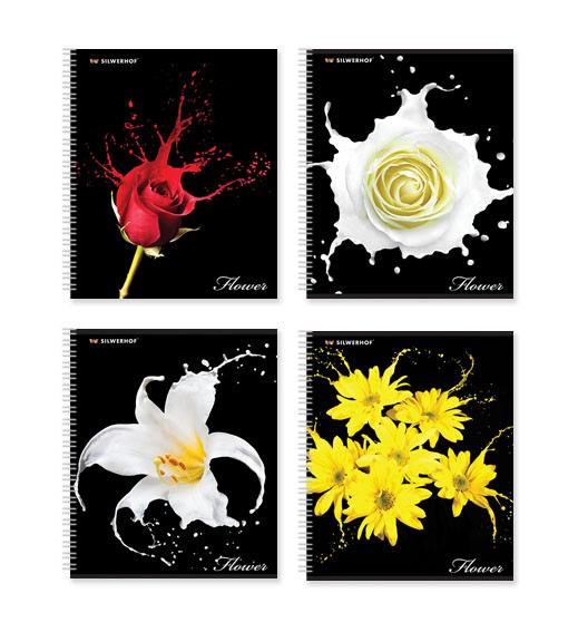 Тетрадь 80л. КЛ. Silwerhof "Flowers on black"(уп.12шт)