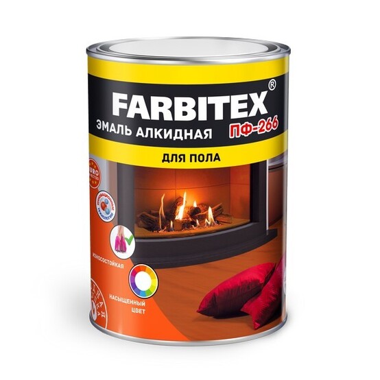 Эмаль ПФ-266 FARBITEX КРАСНО-КОРИЧНЕВАЯ 1,8кг. (6)