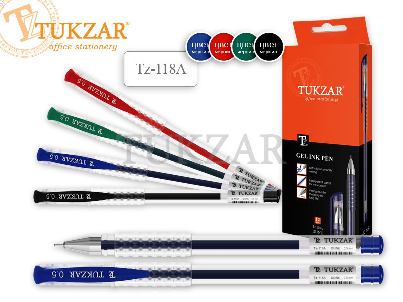 Ручка гел. черная Tukzar прозр. корп. игольч.пиш.узел (уп.12шт.)