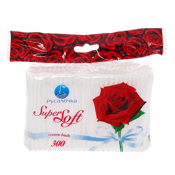 Ватные палочки Super soft 300шт. печать на пакете Русалочка 070222