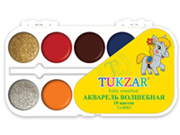 Краски акварель 10цв. Tukzar с блест. пласт.уп.