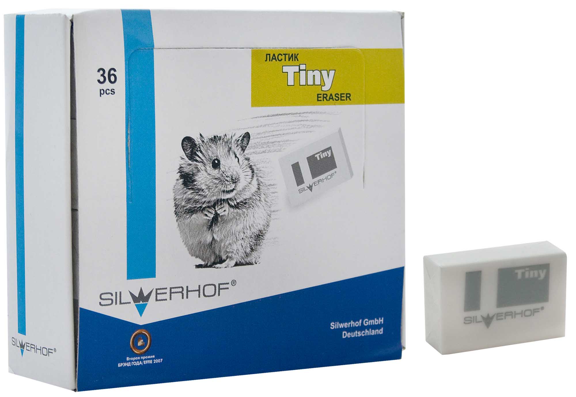 Ластик Silwerhof белый "Tiny" 30*20*10мм (уп.36шт.)