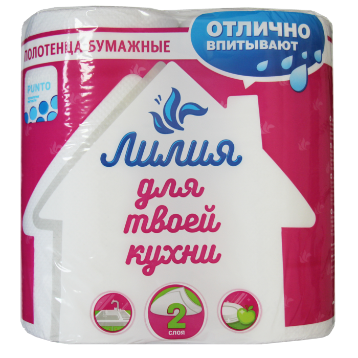 Полотенце бумажное Лилия 2-сл. 2рул. (12)