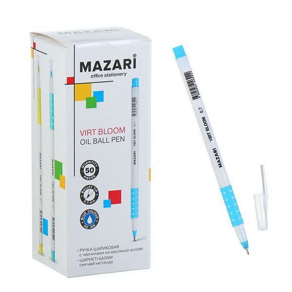 Ручка шар. масл. СИНЯЯ Mazari VIRT BLOOM 0,7мм. (уп.50)