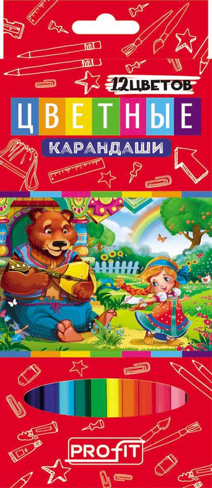 Набор цв. карандашей 12цв. TM "Profit" Любимые Сказки