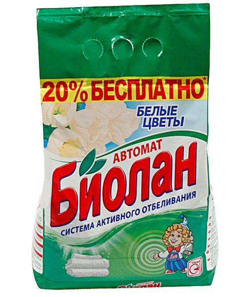 Стир.порошок Биолан авт. 6кг. Белые цветы