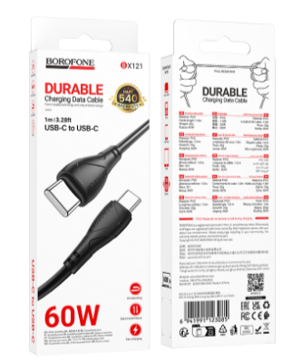 Кабель Type-C Type-C 1м 3A 60W черный BX121 Borofone