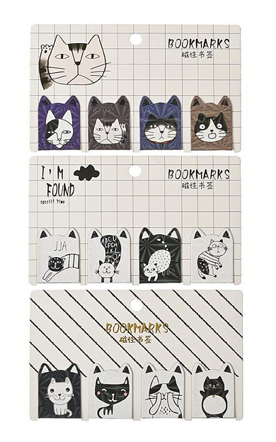 Закладка-магнит Mazari 4*3см. 4шт. Котики