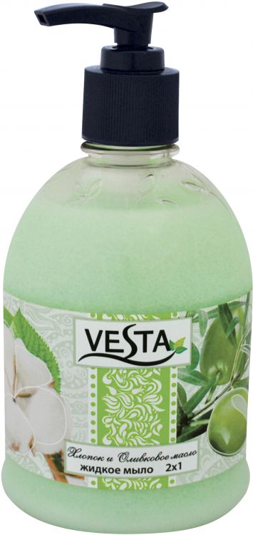 Мыло жидк. Vesta 500мл. 2*1 Хлопок и оливковое масло