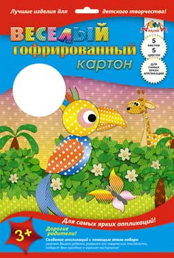 Набор цв. гофрокартона 5л.5цв. А4 Апплика Попугай
