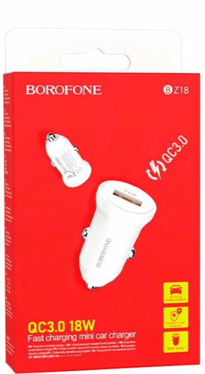 Авто зарядное устройство Borofone 3А 18W 2USB белый BZ18