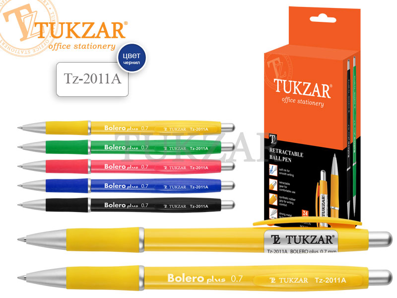 Ручка шар. авт. СИНЯЯ Tukzar Bolero рез. держ. (уп.24шт.)