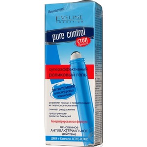 Гель Eveline PURE CONTROL 15мл. Роликовый пр/прыщей и угрей Суперэффект