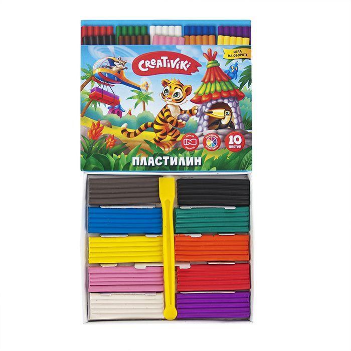 Пластилин 10цв. Creativiki 150г. + стек (38)