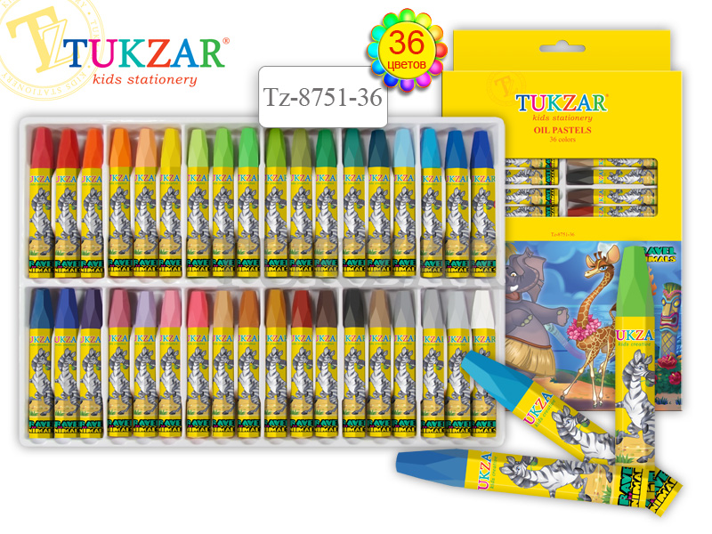 Набор масл.мелков 36цв. Tukzar 8,5 г, длина 73 мм, заточ. (уп.12наб.)