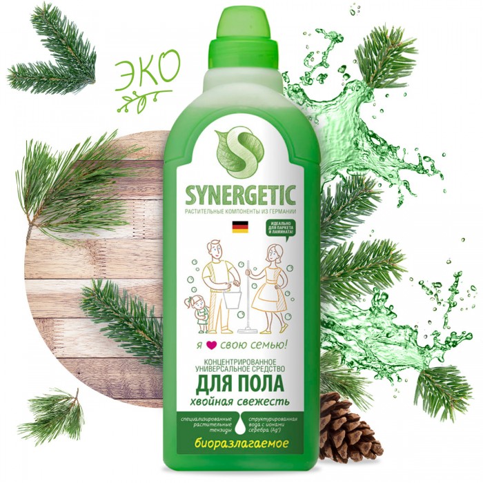 Ср-во Synergetic 750мл. Для пола Хвойная свежесть