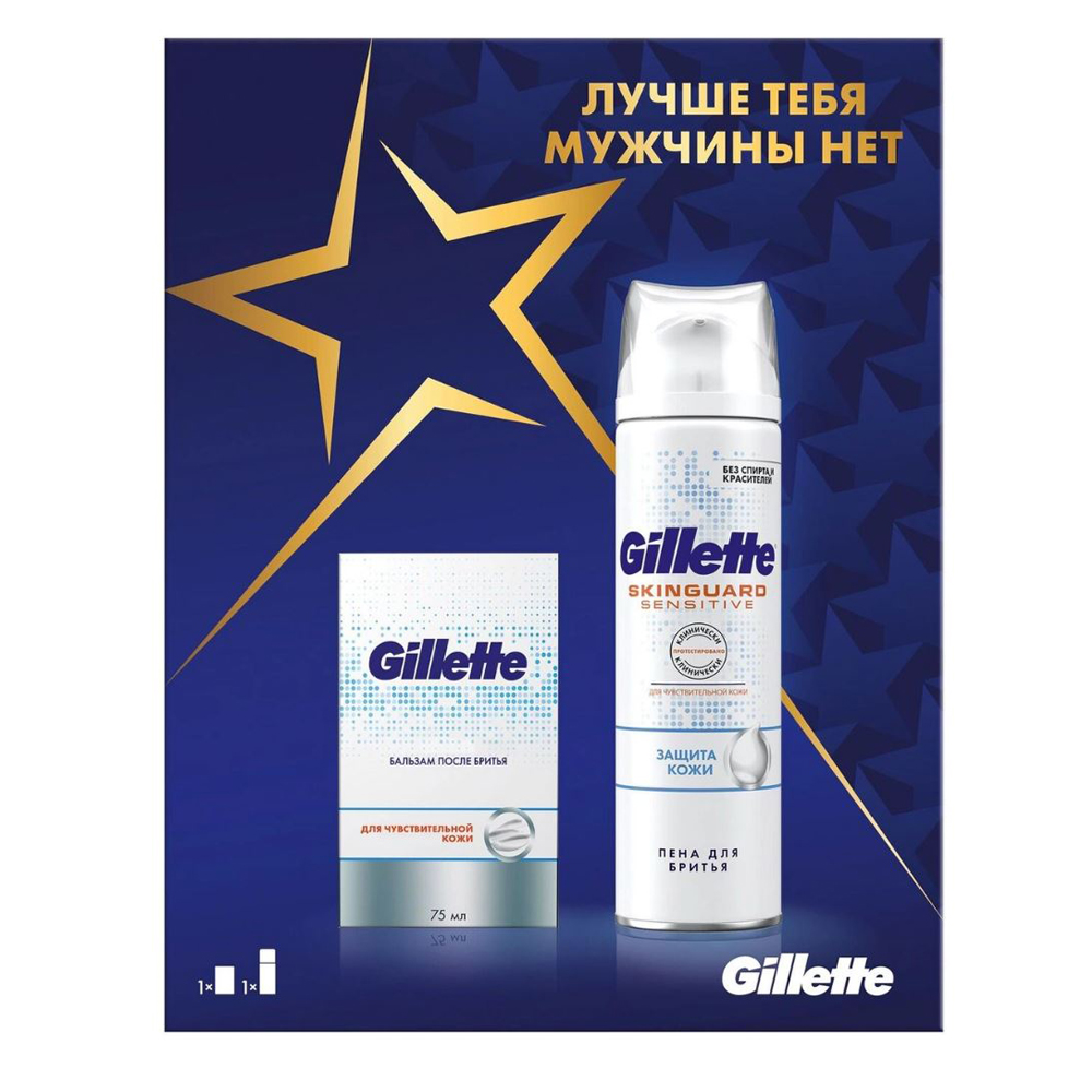 ПН/МУЖ. Gillette (бальзам п/бр 75мл.+ пена д/б. skinguard 250мл.)