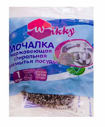 Губки д/посуды мет. 1шт. на карте Wikky 15гр. (уп.12/720шт)