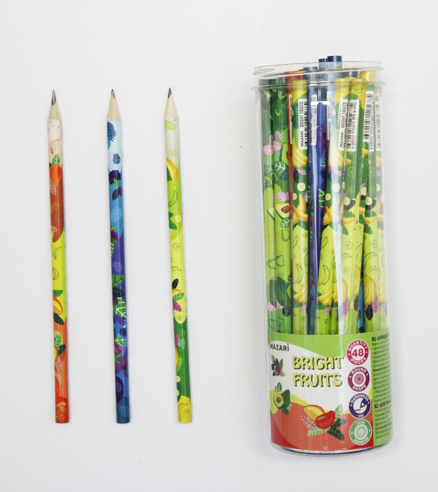 Карандаш прост. Mazari BRIGHT FRUITS HB (уп.48)