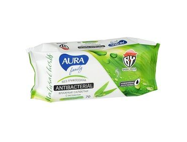 Салфетки влажные AURA 70шт. антибак (24)