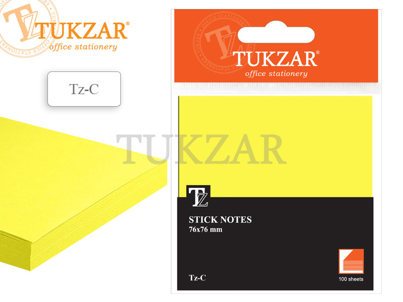 Самоклеющийся блок Tukzar 76х76 мм, 100 листов, желтый (уп.12шт.)