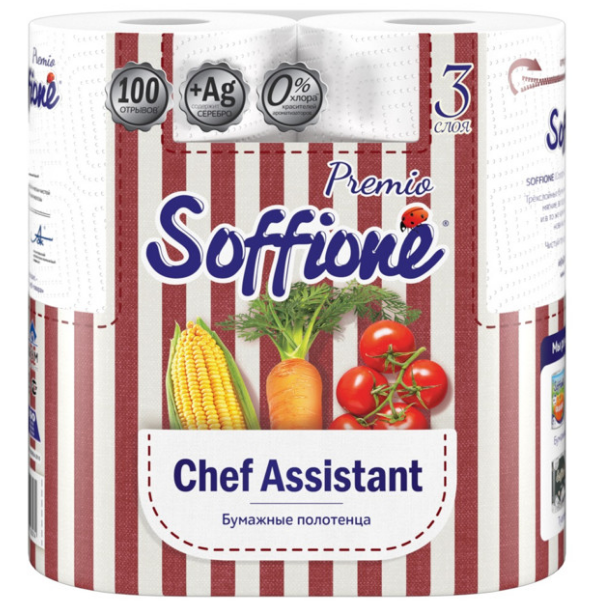 Полотенце бумажное Soffione 3-сл. Premio Chef Assistant 2рул.