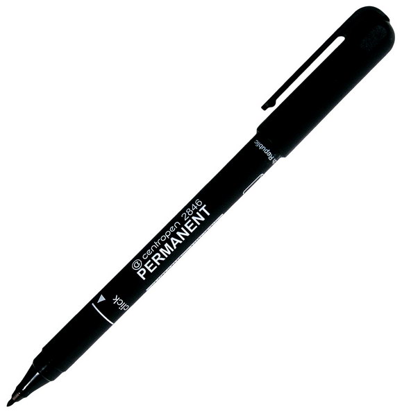 Маркер черный Centropen 1мм. (тонкий) (уп.10шт.)