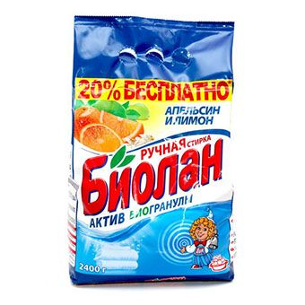 Стир.порошок Биолан ручн. 2,4кг. Апельсин и лимон (4)