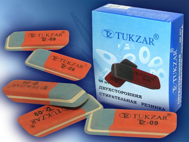 Ластик Tukzar сине-красный  для ручки и карандаша (уп.60шт.)
