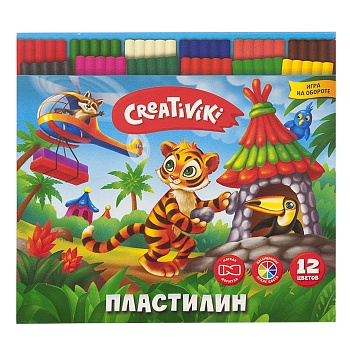 Пластилин 12цв. Creativiki180гр, + стек