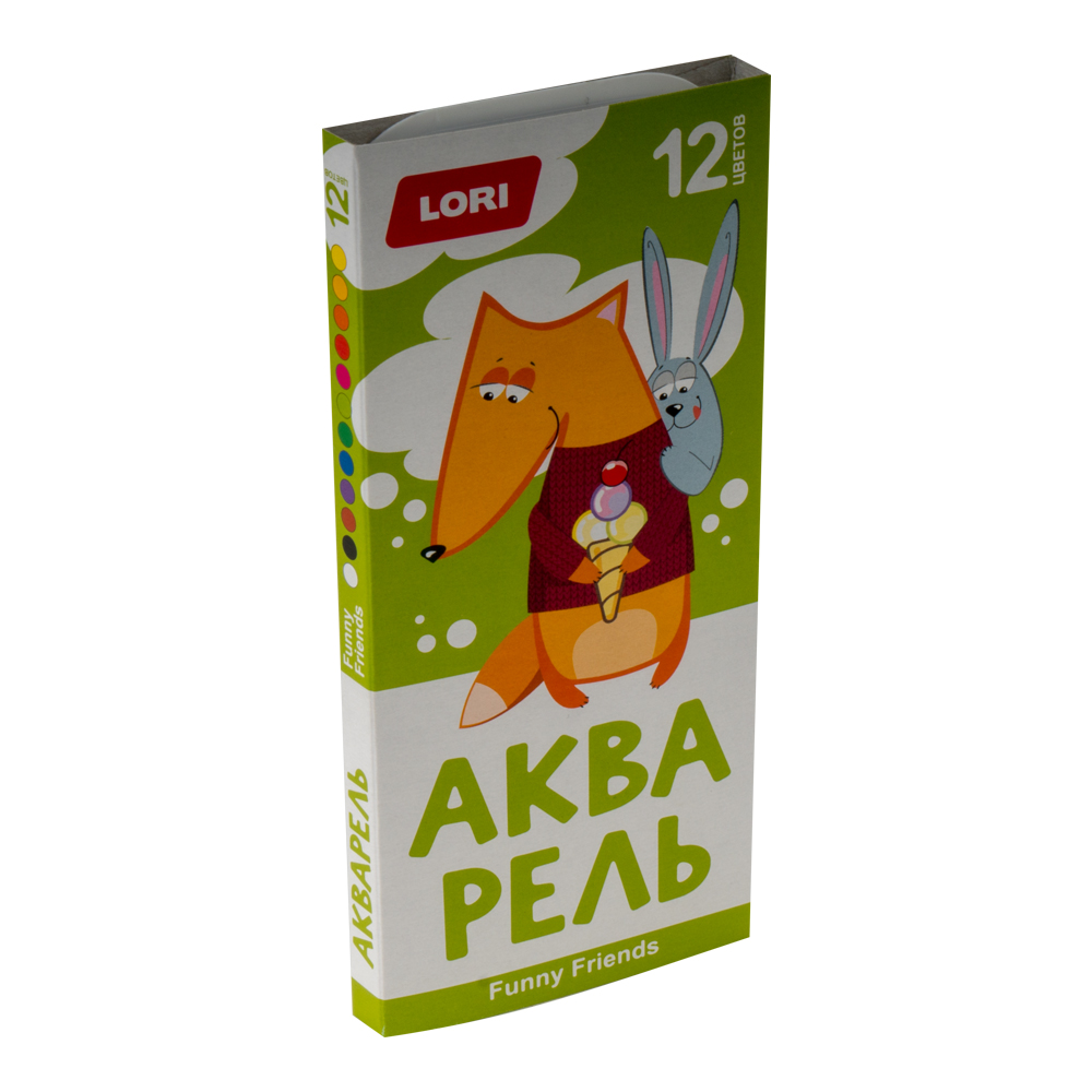 Краски акварель 12цв. LORI медовые б/к к/к (80)