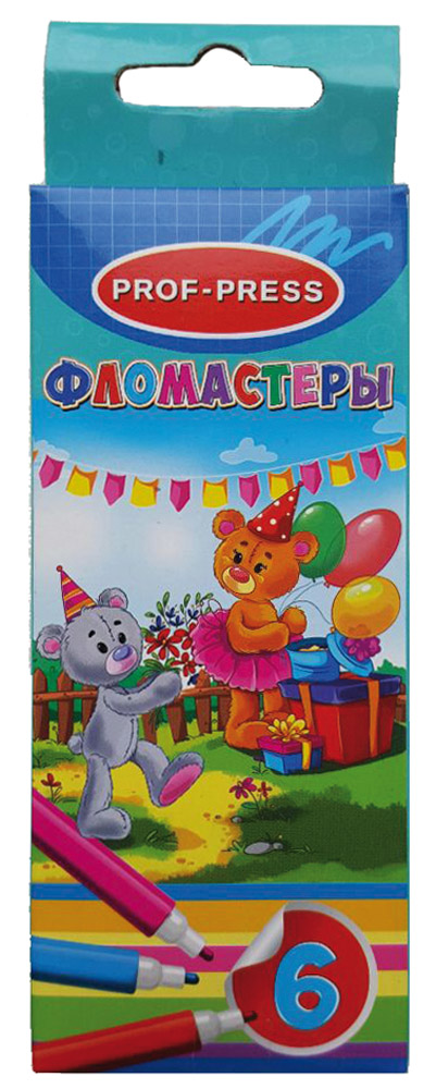 Фломастеры 6цв. ПрофПресс МИШКИ вент.колп.