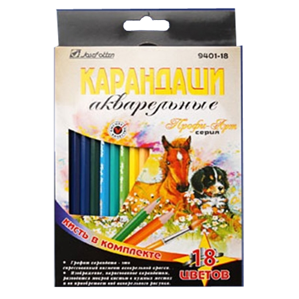 Набор цв. карандашей 18цв. JO акварельные 18цв+кисть,9401-18
