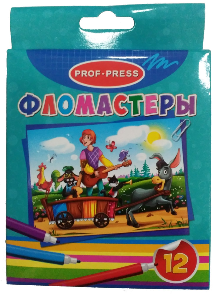 Фломастеры 12цв. ПрофПресс БРЕМЕНСКИЕ МУЗЫКАНТЫ невент.колп.