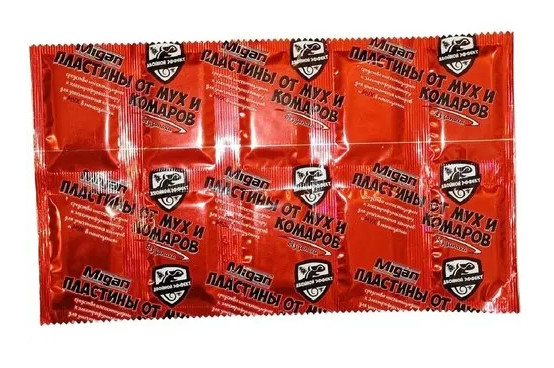 Пластины от комаров и мух Migan 10шт. красные (200)