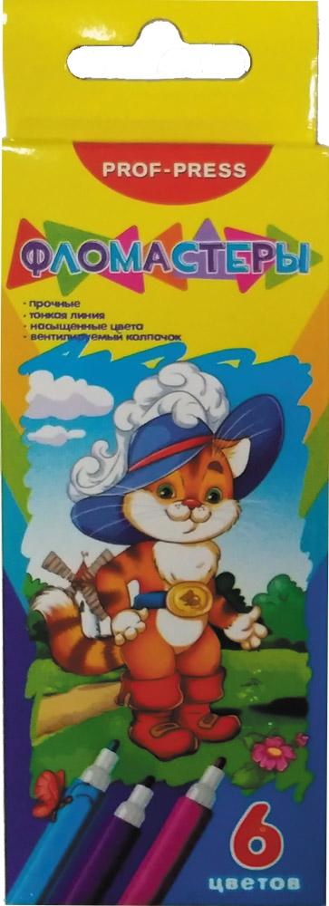 Фломастеры 6цв. ПрофПресс КОТ В САПОГАХ вент.колп.