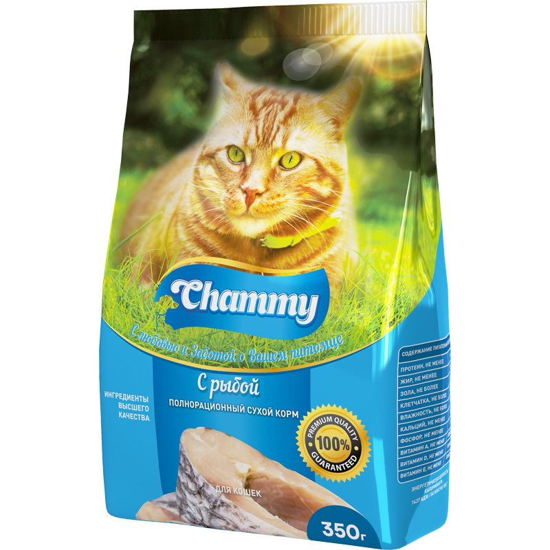 Корм д/кошек CHAMMY сухой 350г с рыбой
