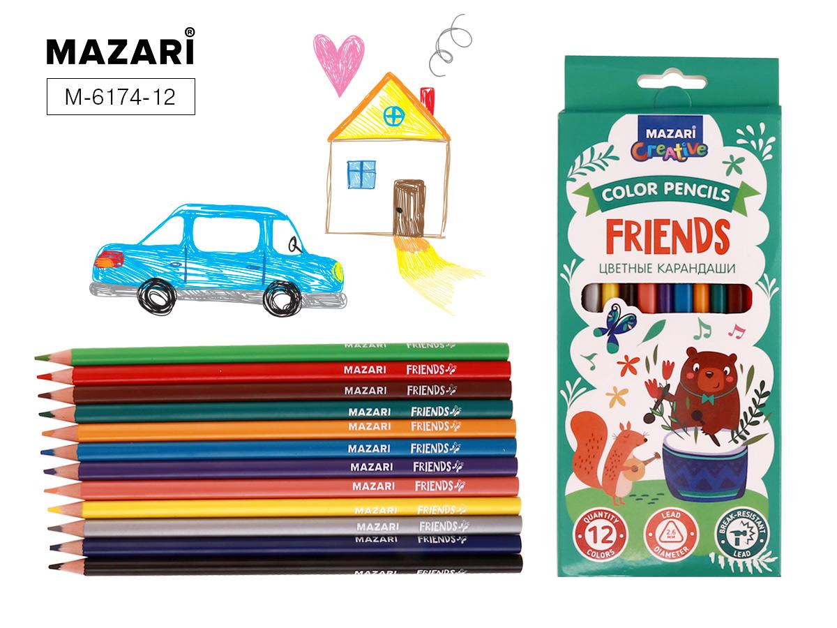 Набор цв. карандашей 12цв. Mazari Friends