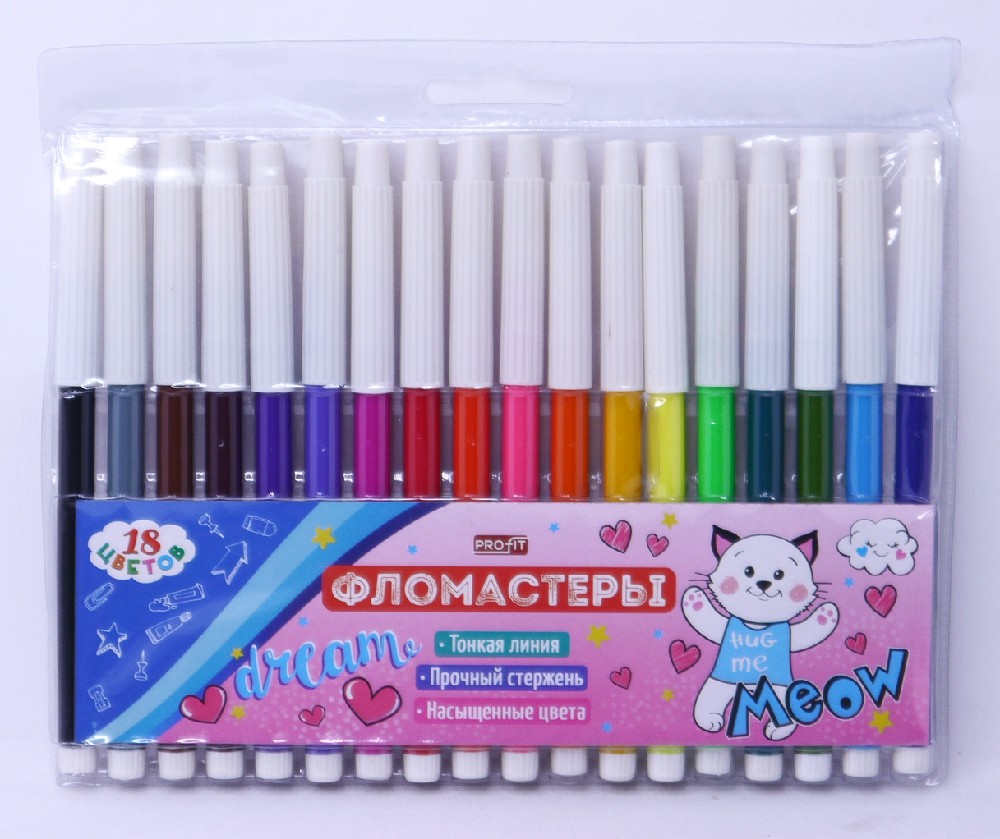 Фломастеры 18цв. TM "Profit" УМИЛЬНЫЙ КОТ