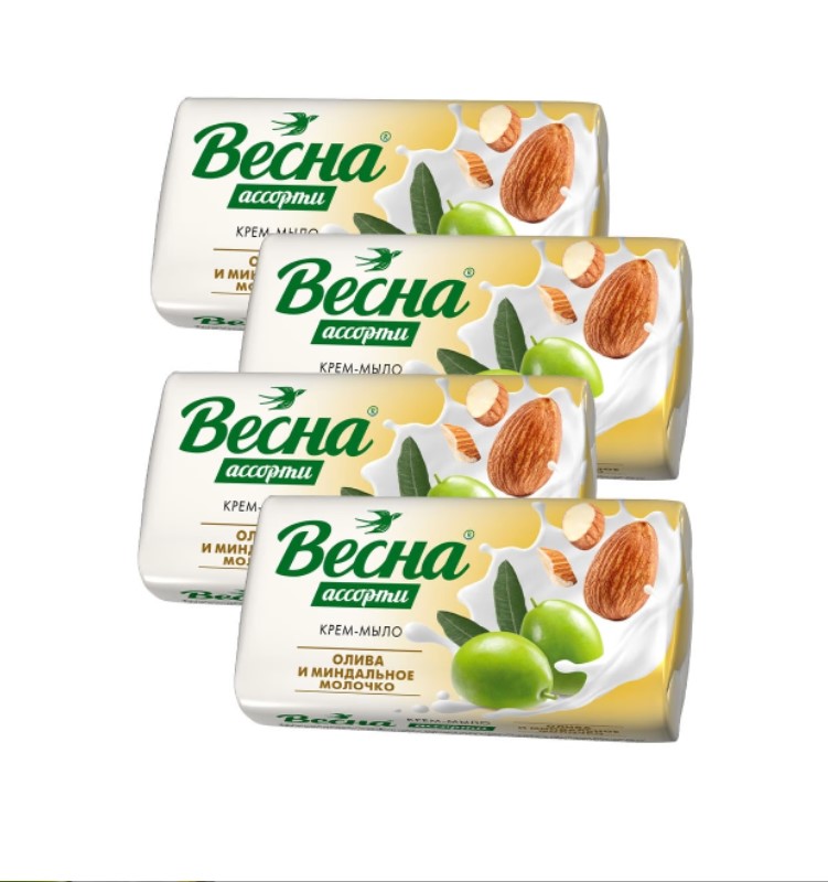 Мыло Весна 4*75г. Олива и миндальное молочко 6213