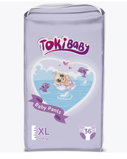 Подгузн.-трусики TokiBaby --5-- 12кг. 36шт. XL 1763