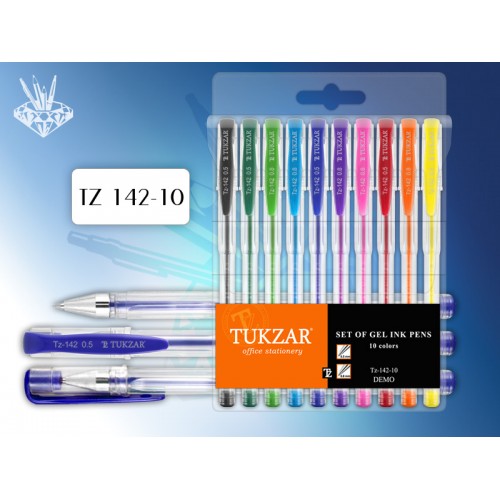 Набор гел. ручек 10цв. Tukzar прозр.корп.
