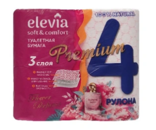 Туалетная бумага Elevia 3сл. 4шт. Flower perfume (10)