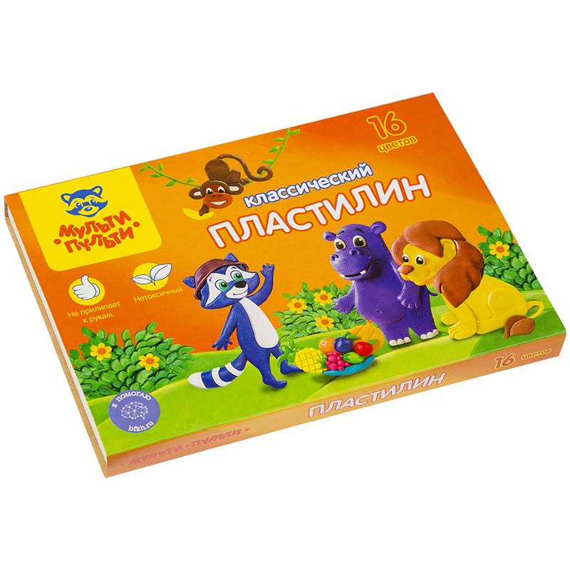 Пластилин 16цв. Мульти-Пульти 320гр.  Приключения енота +стек